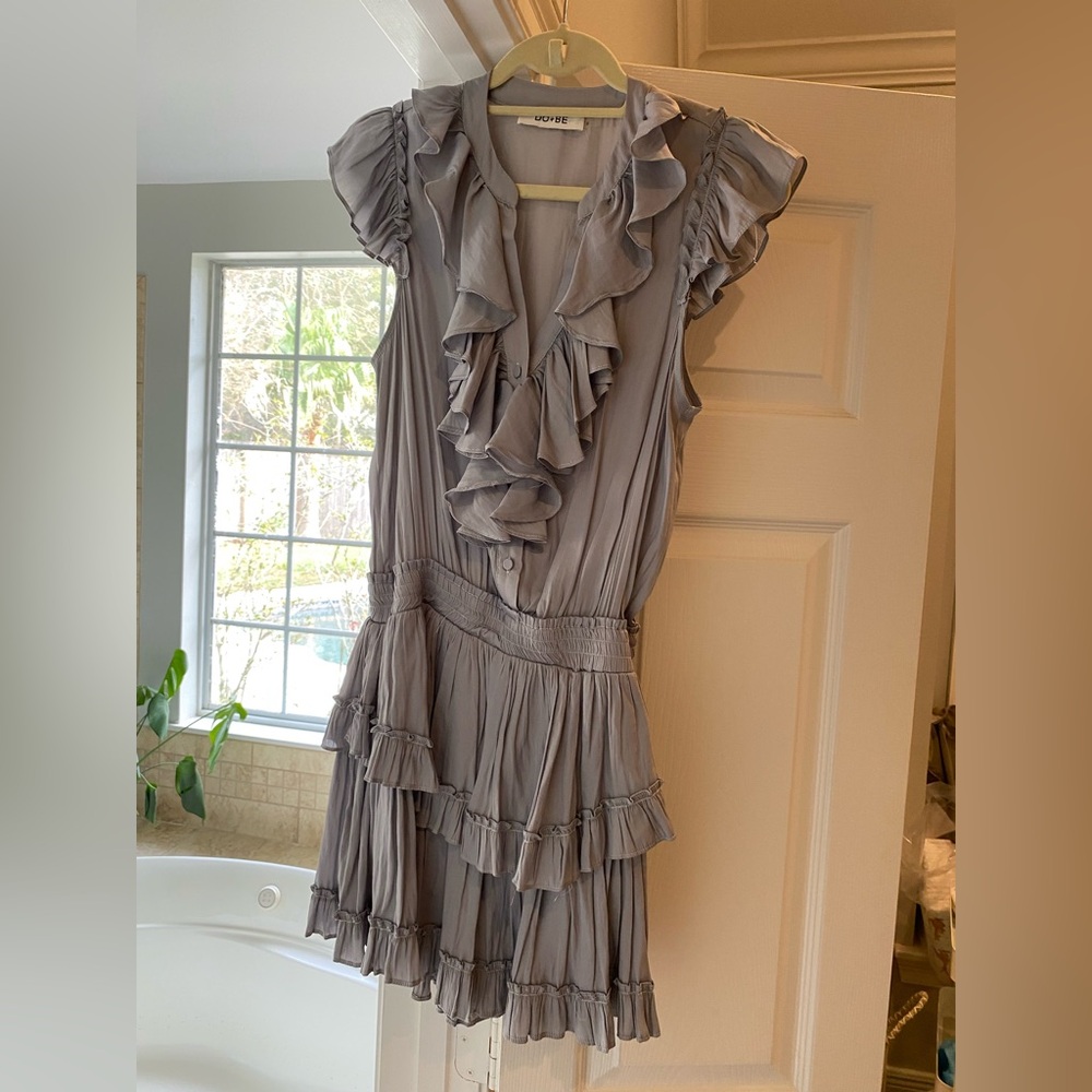 DO+BE Light Gray Ruffled Mini Dress